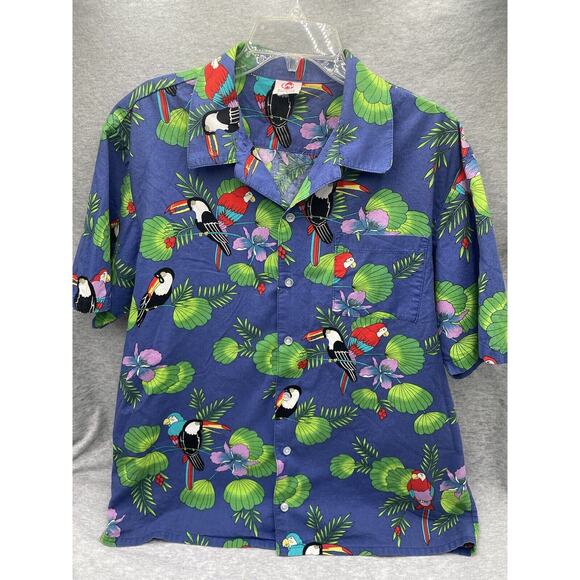 Scorpio Collection Men's Short Sleeve Hawaiian Shirt Toucans & Palm Trees Sz L - Picture 1 of 5